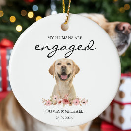Adorno De Cerámica My Humans Are Engaged Personalized Dog Photo