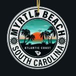 Adorno De Cerámica Myrtle Beach South Carolina Retro Sunset Souvenirs<br><div class="desc">Pegatinas del Myrtle Beach South Carolina Retro Sunset Souvenirs. Este retro Myrtle del diseño del Vintage de Carolina del Sur hace un gran Navidad o regalo de cumpleaños para los fans de South Carolina Beach. El diseño retro de las vibraciones de verano es un regalo perfecto para los amantes de...</div>