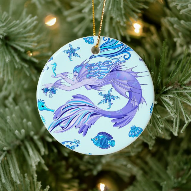 Adorno De Cerámica Mystic Mermaid Fairy Purple Creple Ceramic Tile (Árbol)