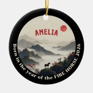 Adorno De Cerámica Nacido en el año del caballo 2026 Montaña china