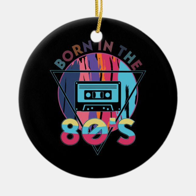 Adorno De Cerámica Nacido en la cinta cassette de los años 80 (Frente)