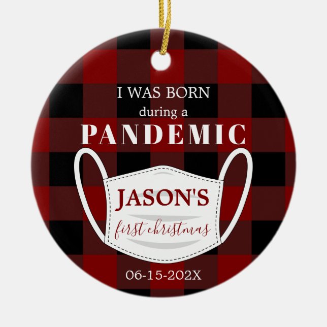 Adorno De Cerámica Nacido en una Pandemia Festejo de Navidad (Frente)