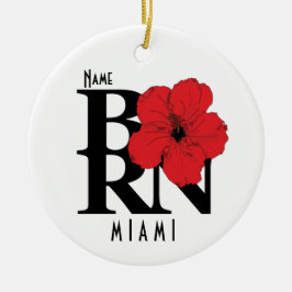 Adorno De Cerámica NACIDO Miami Florida Hibisco Rojo