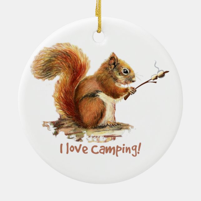 Adorno De Cerámica NACIDO PARA IR A CAMPING Fun Squirrel Cita Animal (Atrás)