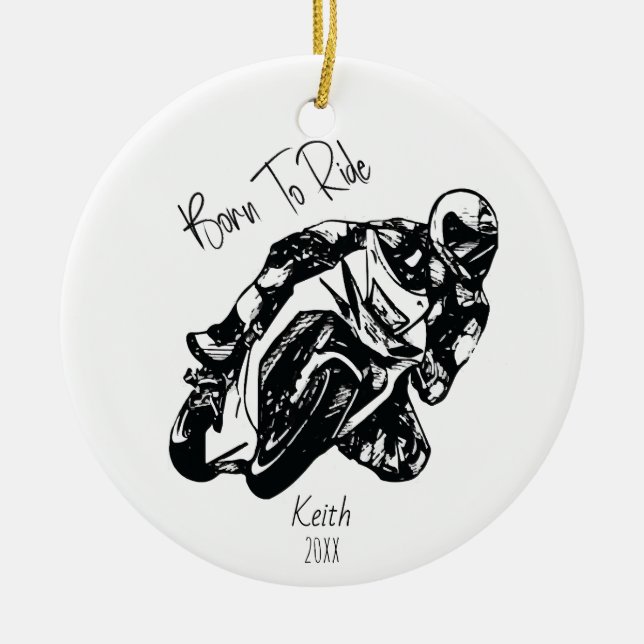 Adorno De Cerámica Nacido para llevar nombre personalizado (Frente)