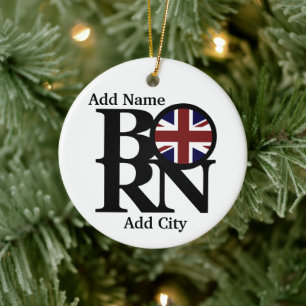 Adorno De Cerámica NACIDO Reino Unido Personalizable
