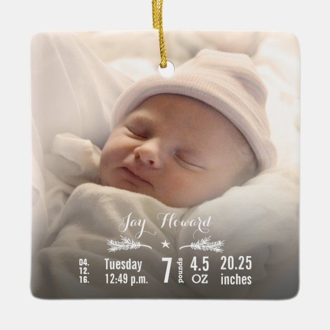 Adorno De Cerámica Nacimiento de bebé Estadísticas de nacimientos Nav (Anverso)