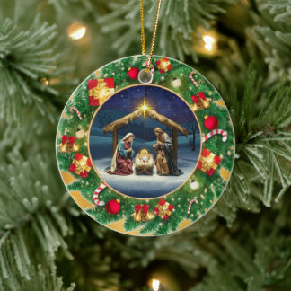 Adorno De Cerámica Nacimiento de Navidad Niño Jesús en Escena de Pese
