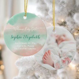 Adorno De Cerámica Nacimiento Estadísticas Nombre del Bebé Script Fot