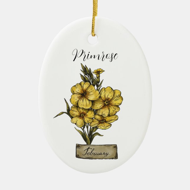 Adorno De Cerámica Nacimiento Flor FEBRERO Nacimiento Primrose (Frente)
