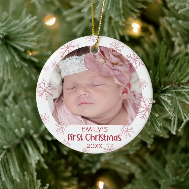 Adorno De Cerámica Nacimiento Primer Chica de Nochebuena Rosa (Árbol)