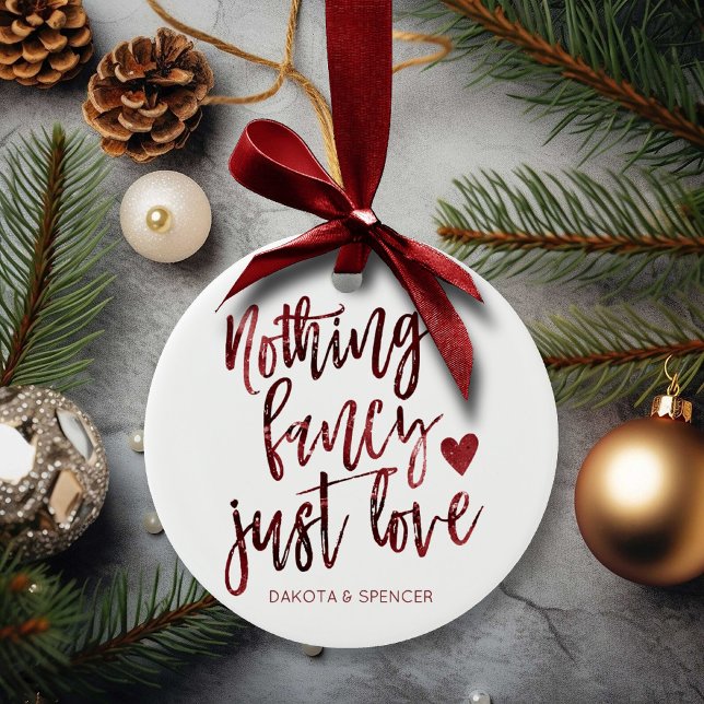 Adorno De Cerámica Nada Fancy Just Love | Boda Rojo Crimson Oscuro (Subido por el creador)