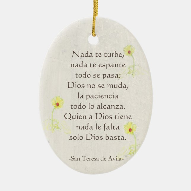 Adorno De Cerámica "Nada te turbe" San Teresa di Avila (Frente)