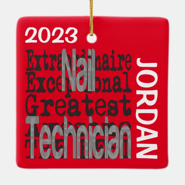 Adorno De Cerámica Nail Technician Extraordinaire PERSONALIZADO (Reverso)