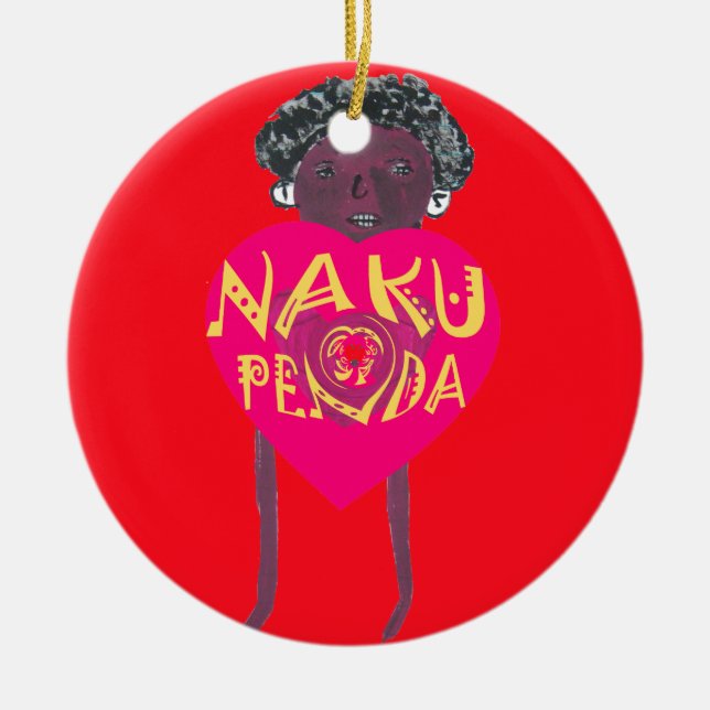 Adorno De Cerámica Nakupenda Love Art - Swahili Heart Design (Frente)