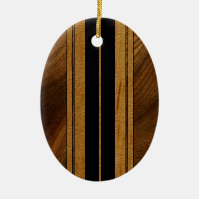Adorno De Cerámica Nalu Mua Faux Koa Wood Surfboard (Frente)