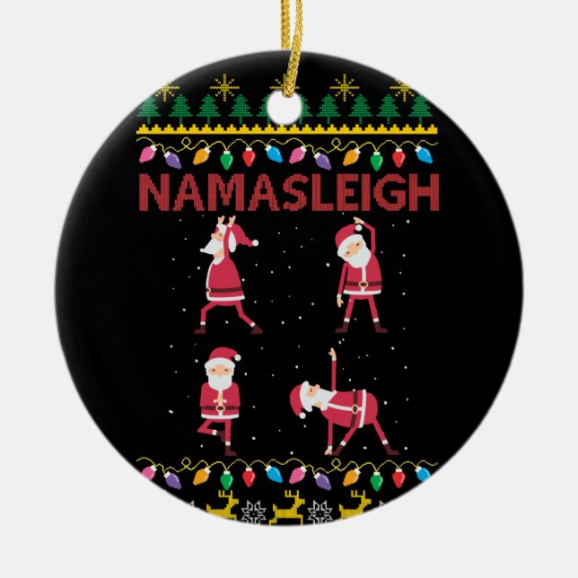 Adorno De Cerámica Namasleigh Santa's Yoga Positions Yoga Lover Xmas (Frente)