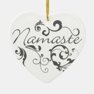 Adorno De Cerámica Namaste en los giros grises oscuros