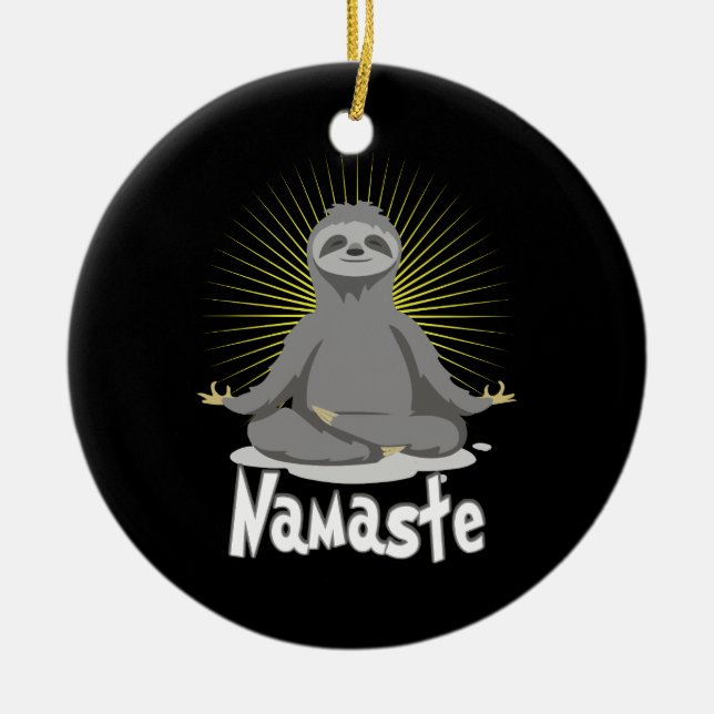 Adorno De Cerámica Namaste Meditating Yoga Sloth (Frente)