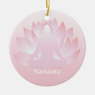 Adorno De Cerámica Namaste Yoga Lotus Pose Flower Pink Ornament