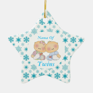 Adorno De Cerámica Nana Abuela De Twins Star Ornament Gift