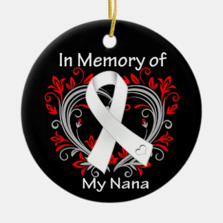 Adorno De Cerámica Nana - En Memoria Corazón de Cáncer Pulmón
