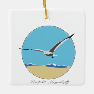 Adorno De Cerámica Nantucket, Gaviota Marítima de Massachusetts sobre