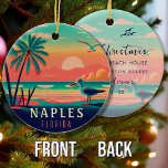 Adorno De Cerámica Nápoles Florida Vintage Seagull Sunset Souvenirs<br><div class="desc">Nápoles Beach Florida Vintage Seagull Retro Palm Trees Souvenirs de los años 60. Diseño de atardecer con tu playa y mar favoritos en Florida, ideal para los amantes de los pueblos de playa de Florida, especialmente para los amantes de la playa de Nápoles. - Puede personalizar y modificar esta plantilla...</div>