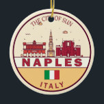 Adorno De Cerámica Nápoles Italia City Skyline Emblem<br><div class="desc">Diseño artístico minimalista y colorido de Nápoles con monumentos y monumentos de la ciudad en Italia.</div>