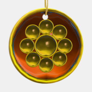 Adorno De Cerámica Naranja AMARILLO AGATE GEMSTONE MON
