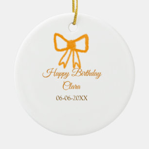 Adorno De Cerámica Naranja amarillo arco acuarela retro feliz cumplea