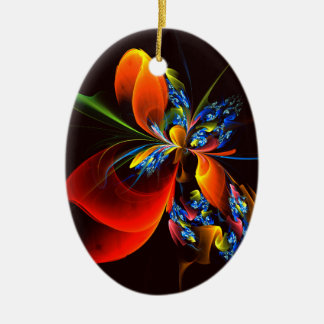 Adorno De Cerámica Naranja azul Floral Moderno Resumen Patrón de arte