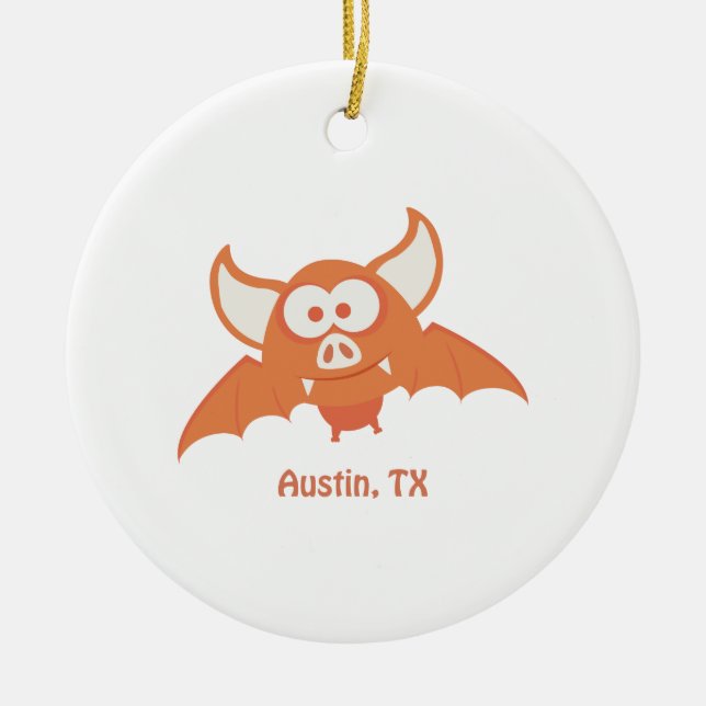 Adorno De Cerámica Naranja Bat - Austin, Texas (Frente)