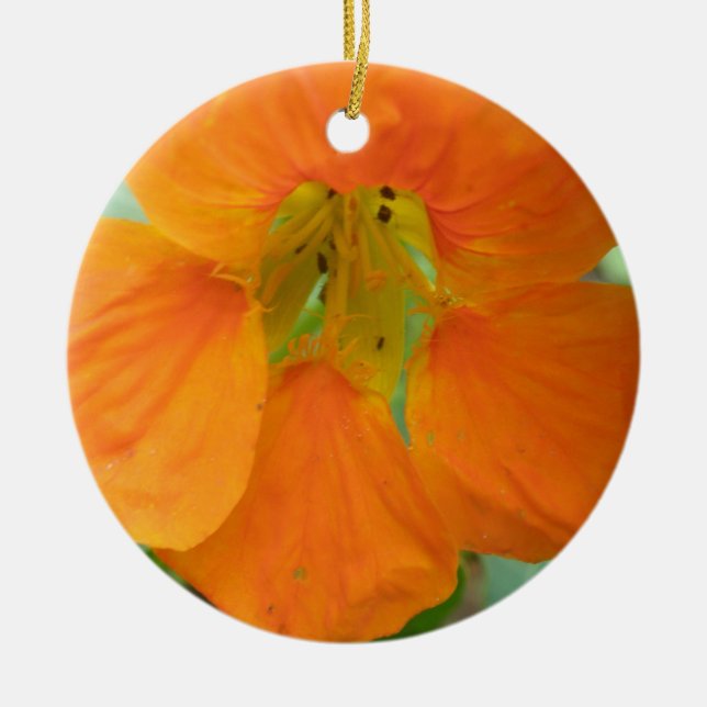 Adorno De Cerámica Naranja bonito Nasturtium Personalizado Cumpleaños (Frente)