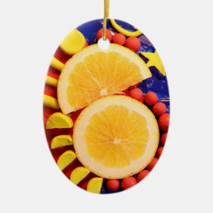 Adorno De Cerámica Naranja Citrus Abstract Clay Construcción Photo