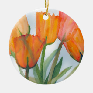 Adorno De Cerámica Naranja Citrus Tulips