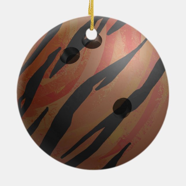 Adorno De Cerámica Naranja de Bowling Ball Tiger (Atrás)