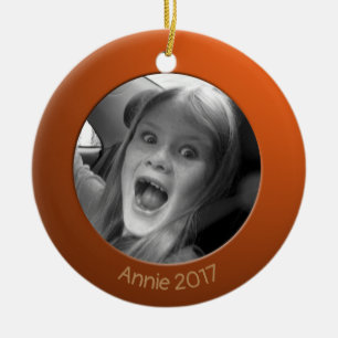 Adorno De Cerámica Naranja de doble cara 2 x Personalizado foto y tex
