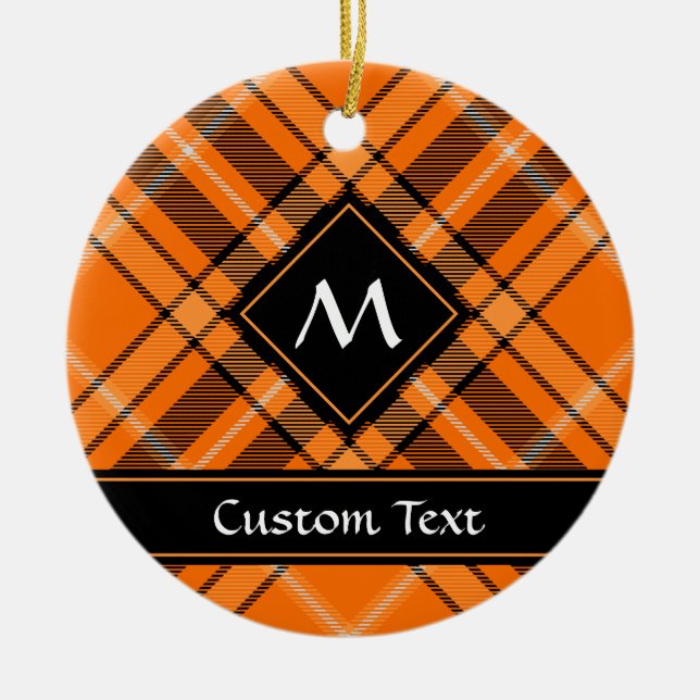 Adorno De Cerámica Naranja de Halloween Tartan (Frente)