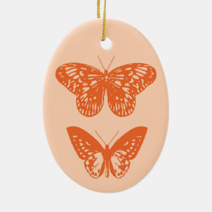 Adorno De Cerámica Naranja de mariposas Coral y Pastel