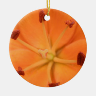 Adorno De Cerámica Naranja Lily Floral Personalizado Cumpleaños