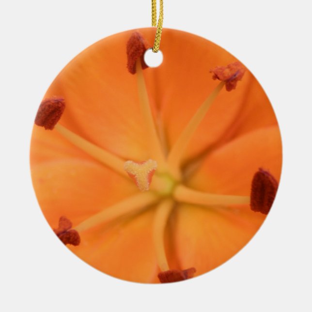 Adorno De Cerámica Naranja Lily Floral Personalizado Cumpleaños (Frente)