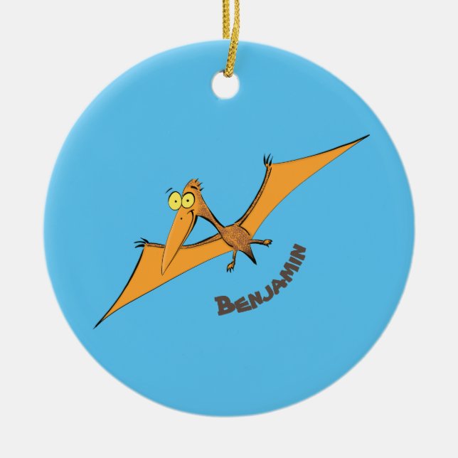 Adorno De Cerámica Naranja lindo y gracioso personalizado pterodáctil (Frente)