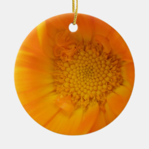 Adorno De Cerámica Naranja Marigold Macro Personalizado Cumpleaños