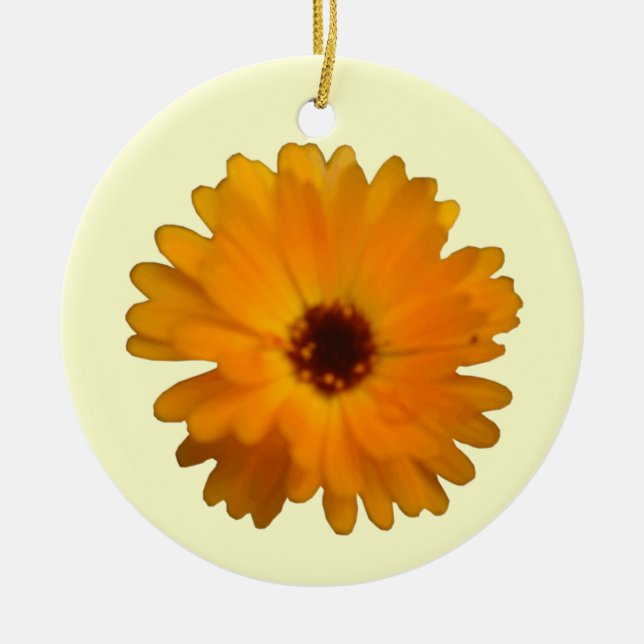 Adorno De Cerámica Naranja Marigold Personalizado Cumpleaños (Frente)