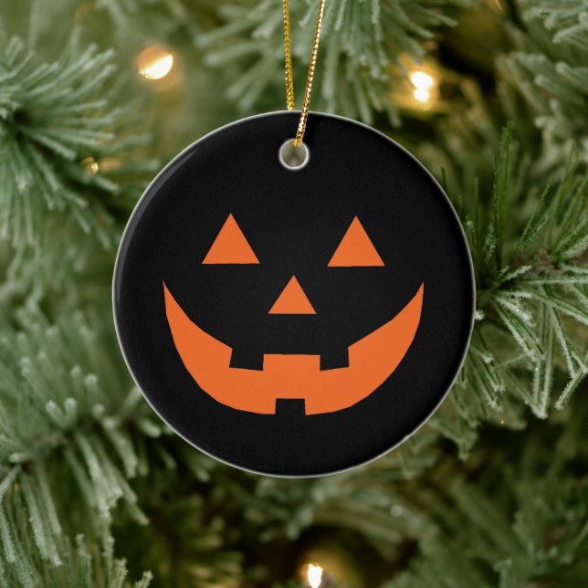 Adorno De Cerámica Naranja negro de Halloween calabaza de calabaza (Árbol)