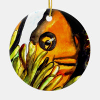 Naranja Payaso Pescado acuarela pintura original
