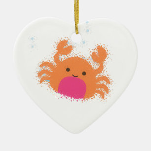 Adorno De Cerámica Naranja Personalizado Cangrejo