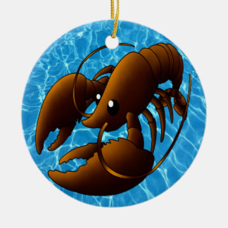 Adorno De Cerámica Naranja Personalizado Cute Lobster