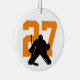 Adorno De Cerámica Naranja Personalizado de hockey Goalie número (Derecha)